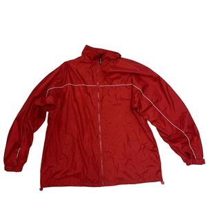 Kenpo Full Zip Windbreaker Jacket Mens Size XL Red With White Trim